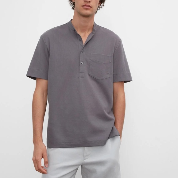 Short Sleeve Knit Popover Shirting - New With Tags - NEVER WORN - Grey